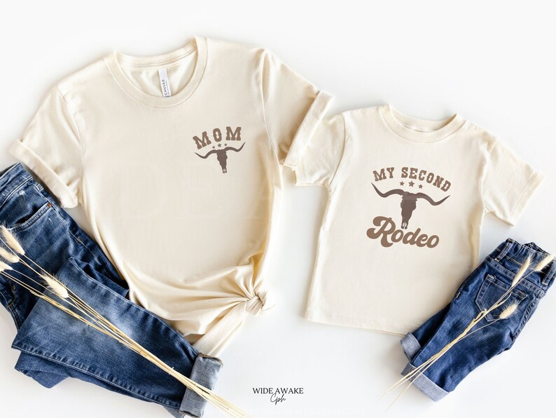 My Second Rodeo Birthday Family Matching Shirt, 2nd Rodeo Western Farm Theme Birthday Party Tshirt, Cowboy Cowgirl Bday Outfit Mama Daddy image 5