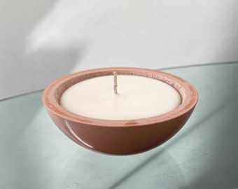Vela de soja - Cuenco de hormigón color ocre rojo - Hecha a mano - Vela de soja - Cuenco de hormigón color ocre rojo - Hecha a mano