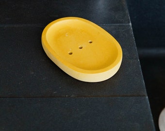 Porte savon en béton jaune - Yellow concrete soap dish