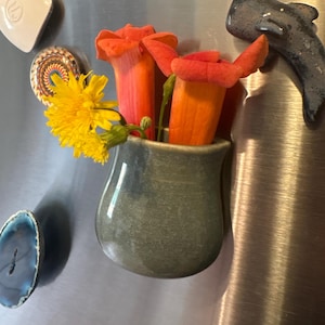 Ceramic Magnetic Bud Vase | Handmade Fridge Vase | Mini Stoneware Mommy Pot