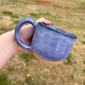 Handmade Ceramic Coffee Mug, Drippy Blue Periwinkle Purple Mug
