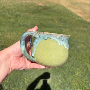 Handmade Ceramic Coffee Mug, Blue and Green