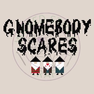 Horror Movie Gnome Cross Stitch Pattern PDF &quot;Gnomebody Scares&quot;- Freddy Kreuger, Jason Voorhees, and Michael Myers