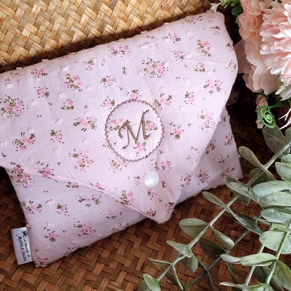 Pochette à barette pince chouchou personnalisée fleuri