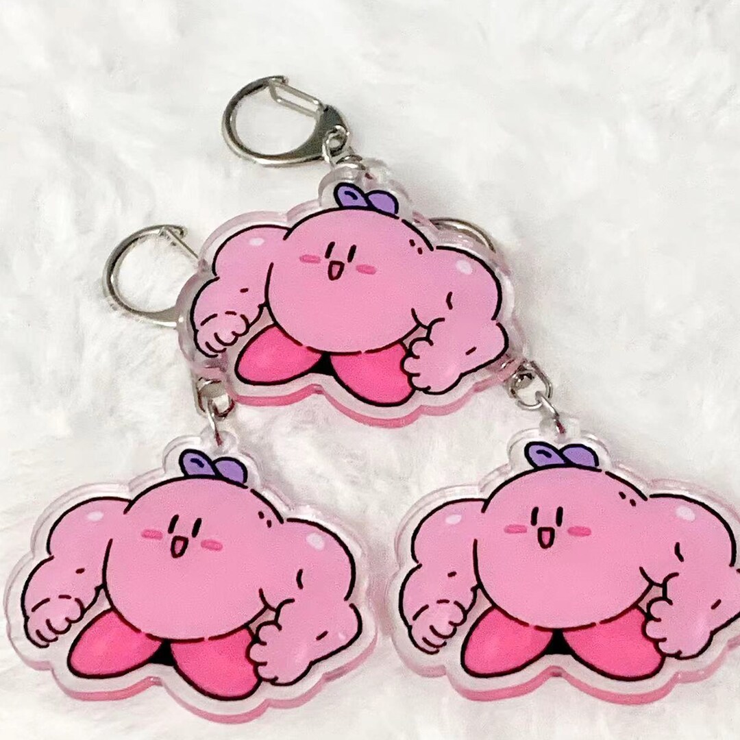 Muscle Kirby Acrylic Keychain Etsy