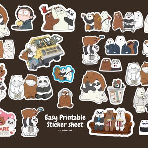 We Bare Bears Digital Stickers, PDF, PNG, Digital stickers, Bare Bears Clipart,  Printable, Images, Cartoon, PNG Stickers, Instant Download