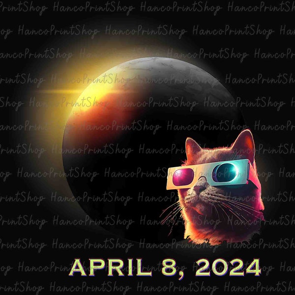 Total Solar Eclipse Cat 2024 PNG, Twice In A Lifetime Eclipse Solar PNG, America Guitar Totality April 8th 2024 Png, Eclipse Party
