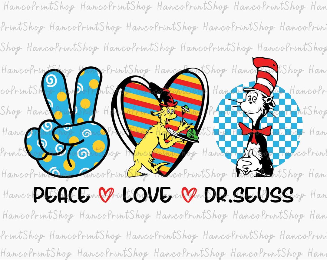 Frieden Liebe Dr. Seuss SVG, Katze im Hut SVG, Dr Etsy.de