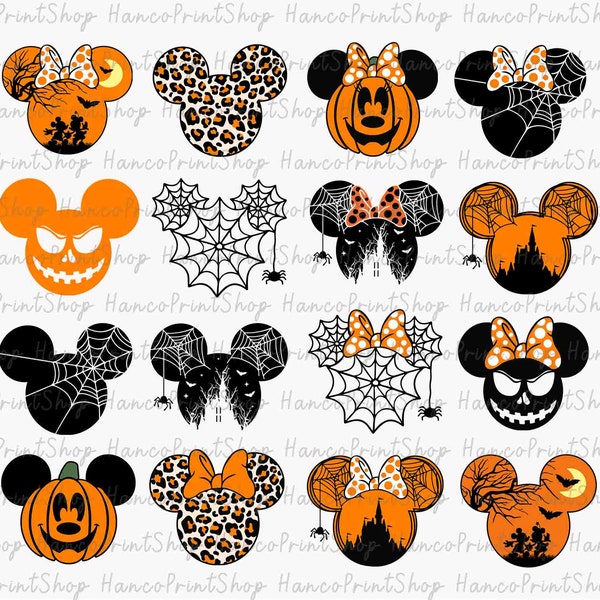 Halloween Mouse Head SVG Bundle, Halloween Pumpkin Svg, Halloween Spiderweb Svg, Spooky Vibes Svg, Trick Or Treat Svg, Halloween For Cricut