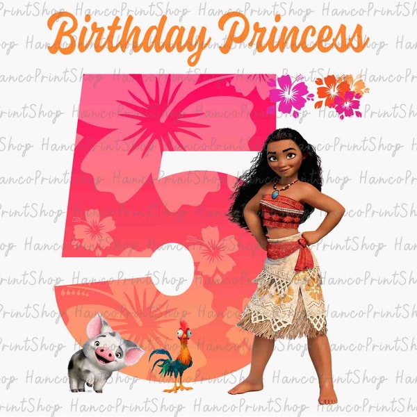 Birthday Princess Png, My 5th Birthday Png, Happy Birthday Png, Birthday Shirt Png, Birthday Sublimation Design, Gifts for Kids Png