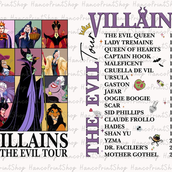 Bundle Villains The Evil Tour Png, Halloween Png, Trick Or Treat Png, Villains Wicked Png, Bad Witches Club Png, Halloween Villains Png