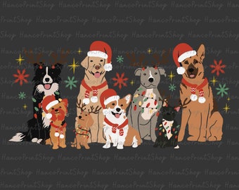 Dog Merry Christmas PNG, Dog Santa Hat Png, Xmas Holiday Png, Holiday Season, Funny Christmas, Cute Christmas Png, Digital Download