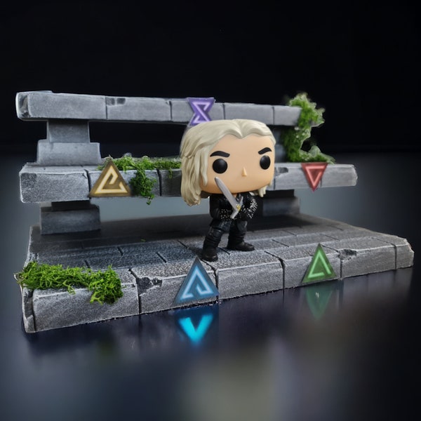 The Witcher Funko Pops Display Stand. To be used with Witcher Pop Vinyls. 3 tier Display. Holds 12 Pop vinyls. Commisions available.