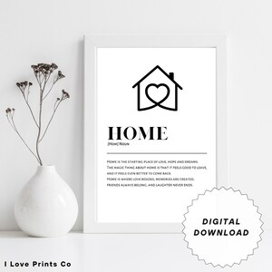 Home Definition Print - Wall Art Print | Family Quote | Definition Print | Minimalist Print | Home Decor | First Home Gift | Digital Print