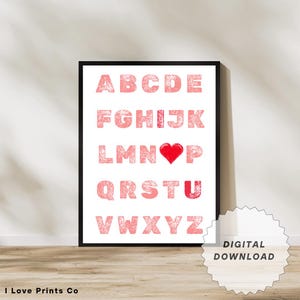 Rustic Love Alphabet Digital Print | I Love You Wall Art | Instant Download | Romantic Home Decor | Valentine’s Gift | Couple Gift |