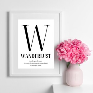 Wanderlust Definition Wanddruck - Wanderlust Printable | Reiseblogger | Druckbar | Wanderlust Print | Geschenkidee | Bereisen Sie die Welt