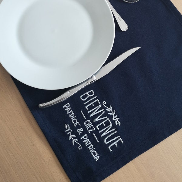 Placemat Welcome home in cotton bachette