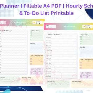 Daily Planner Printable A4 | Hourly Schedule & To-Do List | Digital Download PDF
