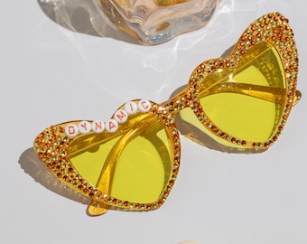 Glitzernde herzförmige Brille mit vollständiger Perlenverzierung, Braut, die Sonnenbrillen, Perlensonnenbrillen Braut, Braut, Trauzeugin ist