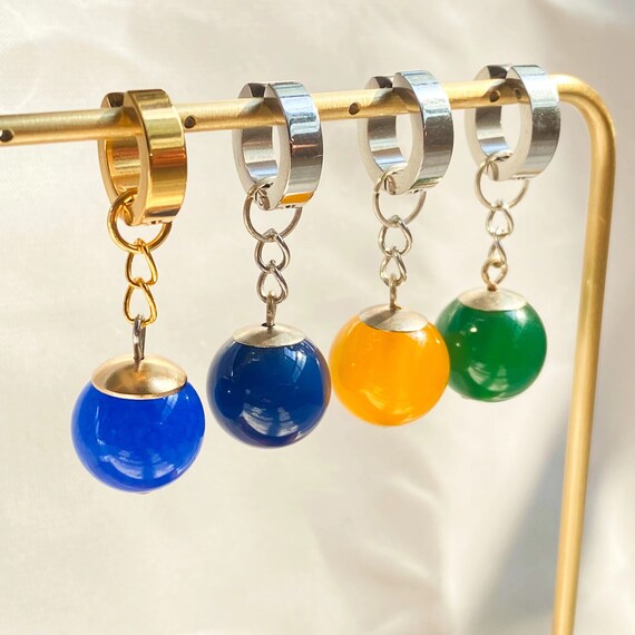 New Super Vegetto Potara Earrings Green And Yellow Bead Dangle Ear