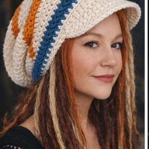 Virkad Slouch Hat Mönster | Dreadlock Tam Visor Beanie PDF