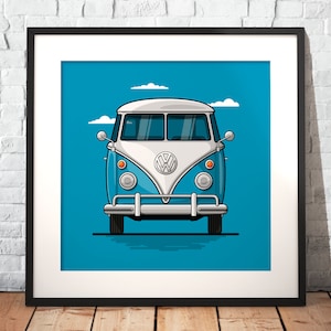VW Bulli T1 Premium poster on matt 200g paper Illustration dream car Gift image 1