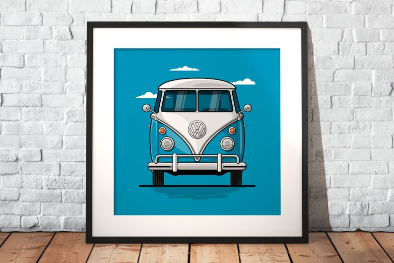 VW Bulli T1 Premium poster on matt 200g paper Illustration dream car Gift image 1