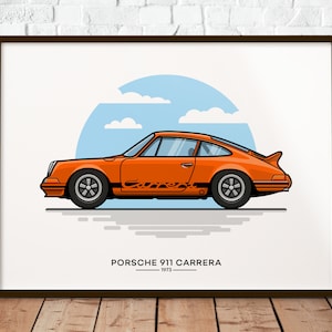Porsche Carrera | The perfect gift for every Porsche fan | Poster printed on matte 200g paper | Illustration