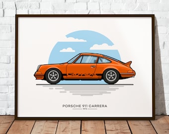 Porsche Carrera | The perfect gift for every Porsche fan | Poster printed on matte 200g paper | Illustration