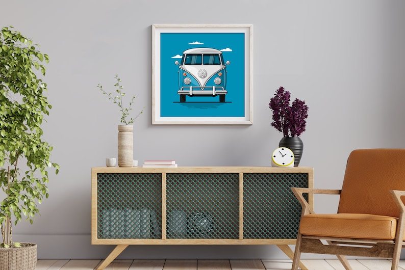 VW Bulli T1 Premium poster on matt 200g paper Illustration dream car Gift image 6