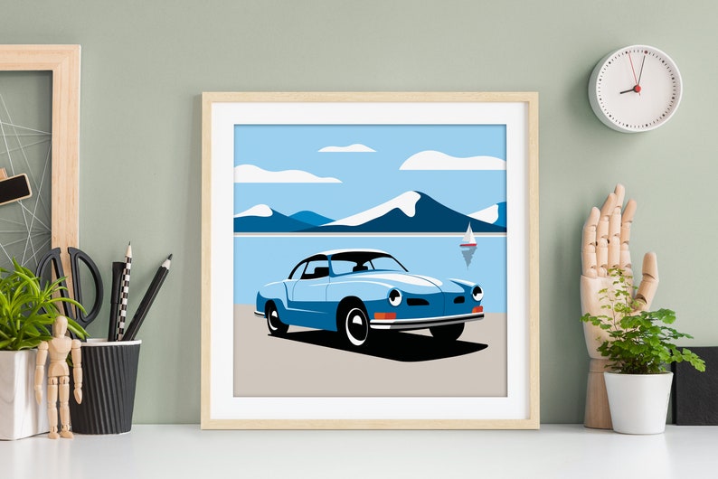 The Karmann Ghia as premium poster on matt paper | Illustration | Dream car | Gift image 3
