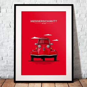 Lo scooter con cabina come poster premium | Il regalo perfetto per ogni appassionato di auto d'epoca | Poster stampato su carta opaca da 200 g | illustrazione