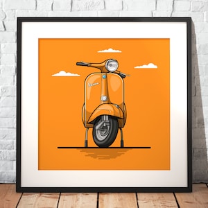L'iconica Vespa come poster premium su carta opaca | Illustrazione | Scooter | Regalo