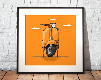 The iconic Vespa as a premium poster on matte paper | Illustration | Scooter | Gift