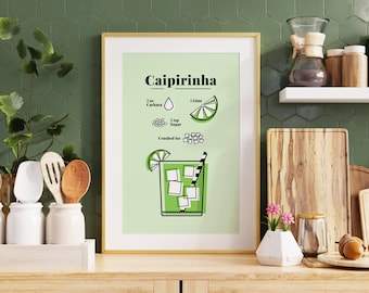 Caipirinha Cocktail as Poster | The perfect gift for any cocktail fan | Poster printed on matte 200g paper | illustration