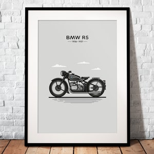 La BMW R5 | Il regalo perfetto per ogni appassionato di moto | Poster stampato su carta opaca da 200 g | illustrazione