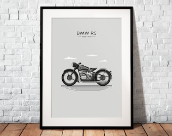 BMW R5 | The perfect gift for every motorcycle fan | Poster printed on matte 200g paper | Illustration