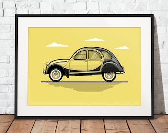 Citroen 2CV | The perfect gift for any fan of the iconic duck | Poster printed on durable matte 200g paper | Illustration