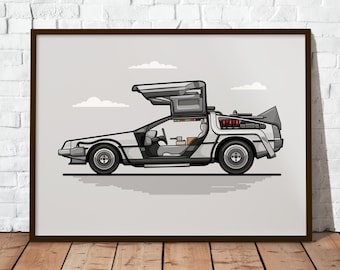DeLorean | The perfect gift for any "Back to the Future" fan | Poster printed on durable matte 200g paper | Illustration