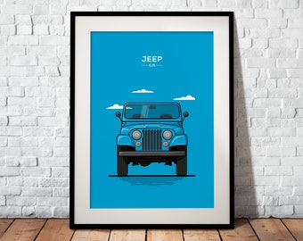 The Jeep CJ5 as Premium Poster | The perfect gift for any Jeep fan | Poster printed on matte 200g paper | Illustration