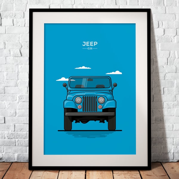 The Jeep CJ5 as Premium Poster | The perfect gift for any Jeep fan | Poster printed on matte 200g paper | Illustration