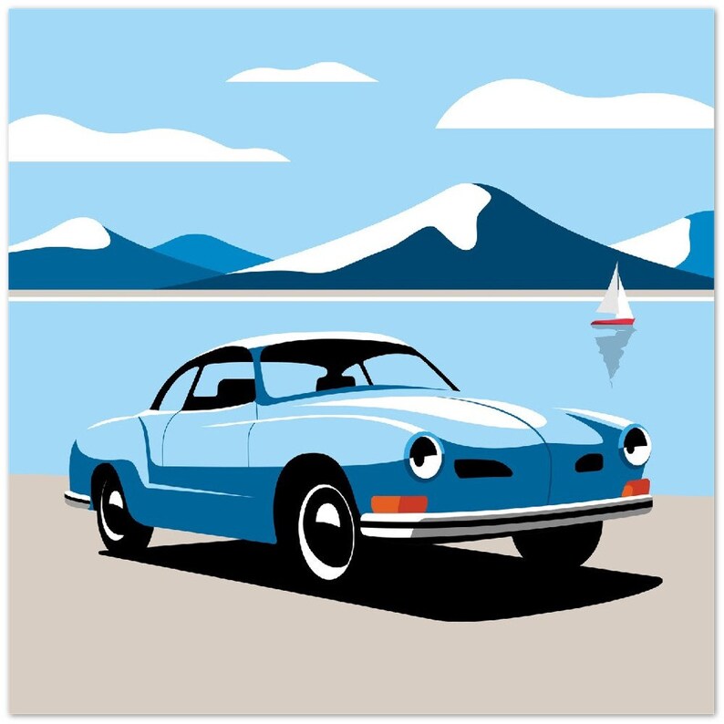 The Karmann Ghia as premium poster on matt paper | Illustration | Dream car | Gift image 7