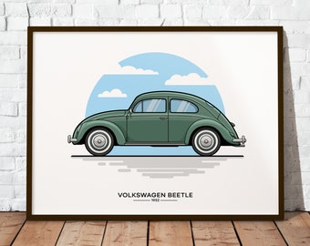 VW Beetle | The perfect gift for every Beetle fan | Poster printed on durable matte 200g paper | Illustration