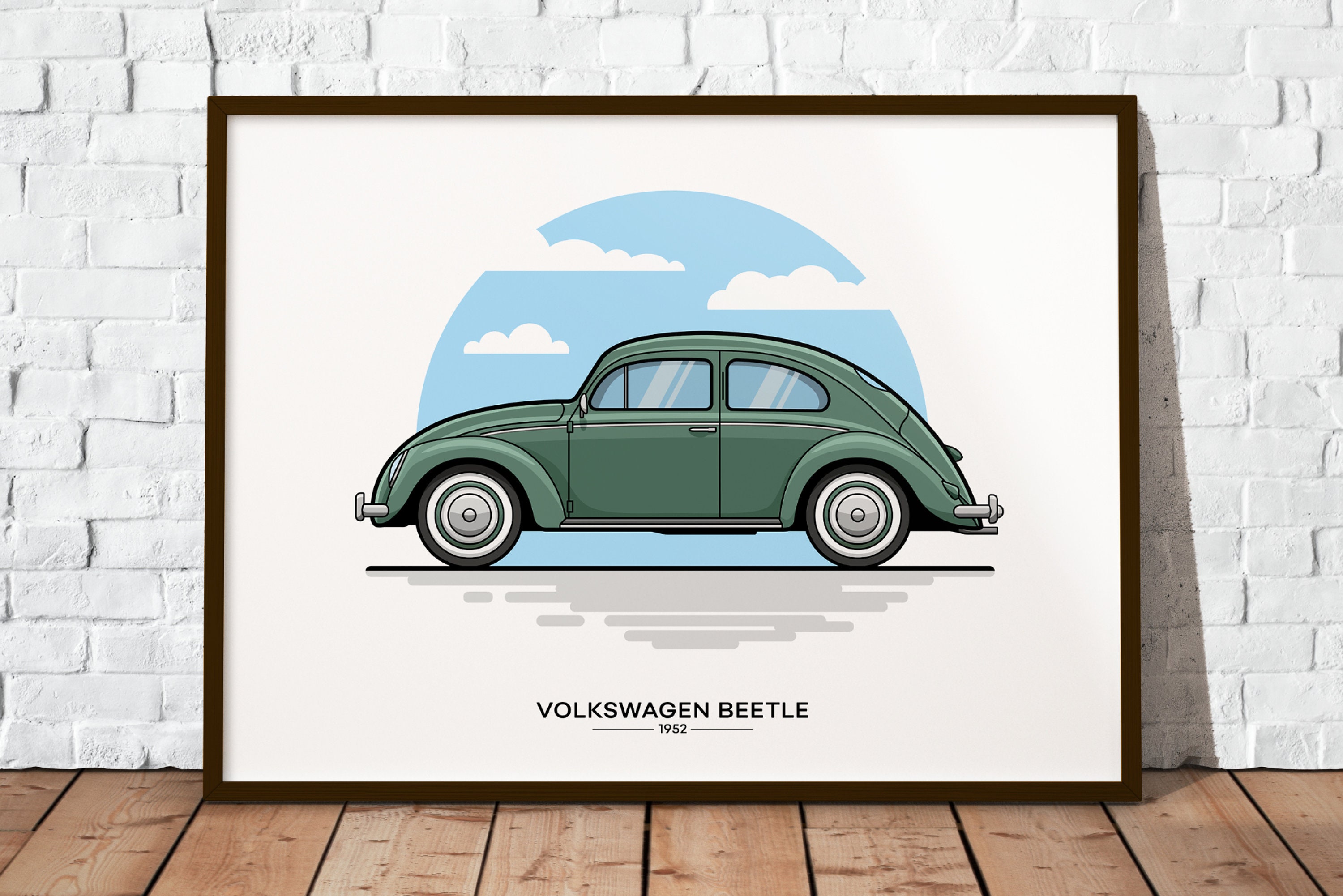 VW Beetle Das perfekte Geschenk für jeden Käfer-Fan Poster auf langlebigem  mattem 200g Papier gedruckt Illustration - .de
