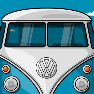 VW Bulli T1 Premium poster on matt 200g paper Illustration dream car Gift image 7