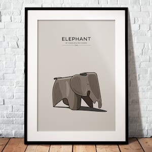 Eames Elephant come poster premium | Il regalo perfetto per ogni appassionato di design | Poster stampato su carta opaca da 200 g | illustrazione
