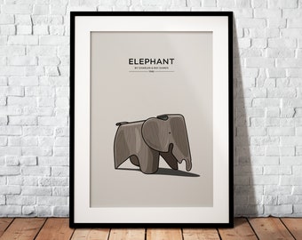 Eames Elephant as Premium Poster | The perfect gift for any design fan | Poster printed on matte 200g paper | illustration