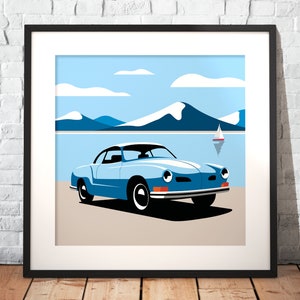 Il Karmann Ghia come poster premium su carta opaca | Illustrazione | Auto da sogno | Regalo