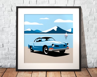 The Karmann Ghia as premium poster on matt paper | Illustration | Dream car | Gift