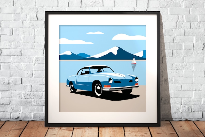 The Karmann Ghia as premium poster on matt paper | Illustration | Dream car | Gift image 1